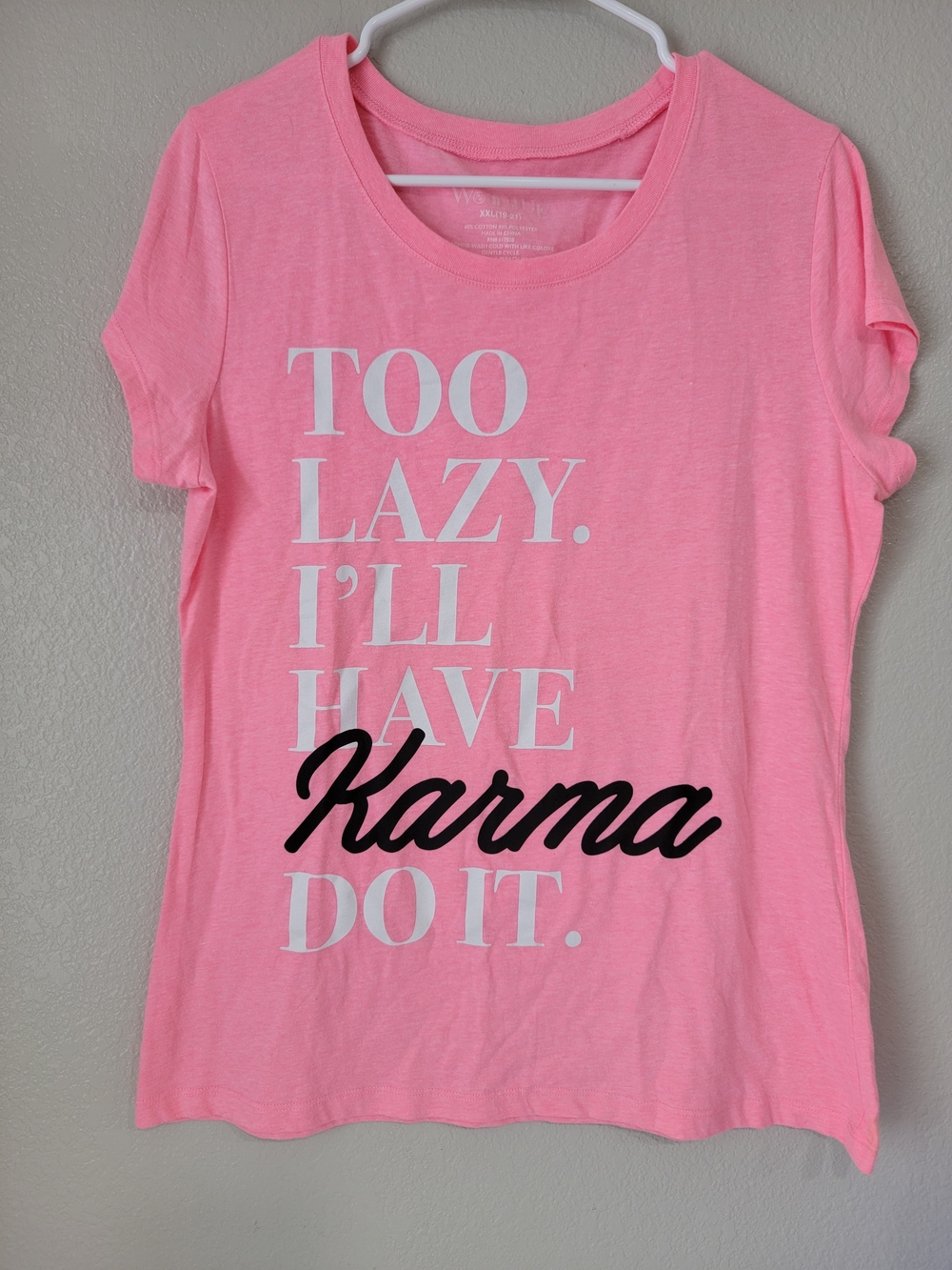 Wound Up Women Graphic T-Shirt Pink XXL Too Lazy Karma Cotton Blend